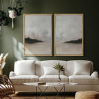 SIGNFORD Framed Canvas Print Wall Art Set Misty Horizon Soft Neutral Toned Landscape Illustration Modern Art Decorative Nordic Nature for Living Room, Bedroom, Office - 16"x24"x2 Natural