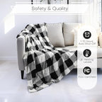 LUXIAN Electric Heated Blanket Queen Size 72"x84" - Microplush & Sherpa Fabric Dual-Sided, 6 Heat Settings & 1-10 Hours Auto Off, Machine Washable, Styiped Check