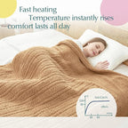 Heated Throw Blanket Double Sided Sherpa, Soft Heating Electric Blanket for Bed, Automatic Safety System, 6 Heating Levels & 4 Hours Auto-Off, 50"x60" Camel