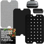 Air Fryer Reusable Liner Accessories for Ninja Foodi Smart XL Grill FG551 (Crisper Basket Only), Non Stick Mats with Air Fryer Recipe Book, Airfryer Accessory Set by INFRAOVENS
