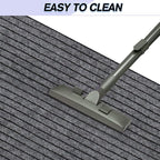 Custom Size Backed Non-Slip Area Rugs Runner, Easy Clean, Waterproof Runner Rugs for Hallway Entryway, Kitchen, Laundry, 3FT x 10FT, Gray Stripe