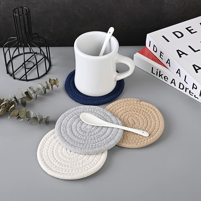 11oz Ceramic Diner Coffee Mug set Stoneware Coffee Cups Set for Restaurant, Diner, Farmhouse, Coffee Shop, Home set of 4 with Coffee spoons and Woven coasters (white)