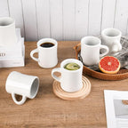 11oz Ceramic Coffee Mug set Stoneware Coffee Cups Set for Restaurant, Diner, Farmhouse, Coffee Shop, Home set of 6 (white)