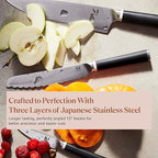 Material, Knife Trio, Carbon Stainless Steel Japanese Chef's Knife for Chopping and Cutting, Razor-Sharp Strong Blade, Almost Black, Material Kitchen