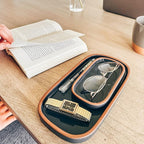 Mora Ceramic Decorative Tray - Rectangle 6.4in Dish for Jewelry, Perfume, Makeup, Accessories, Candle, in The Bathroom Vanity, Bedside, or Kitchen Counter. Cute Organizers - Black