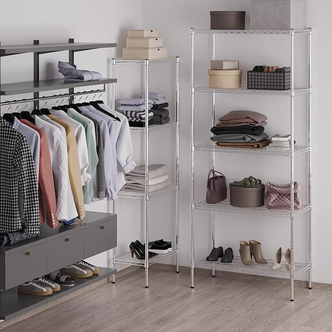 18" Deep x 36" Wide x 86" Height Wire Shelving Kit | 5-Tier | NSF Commercial Storage Rack Unit