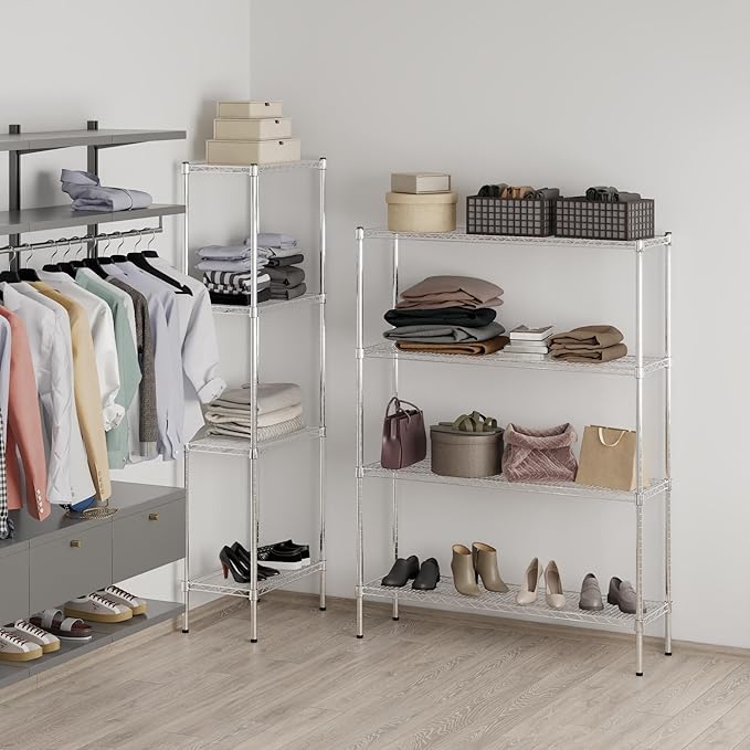 14" Deep x 48" Wide x 64" Height Wire Shelving Kit | 4-Tier | NSF Commercial Storage Rack Unit
