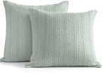 Sage Green Pillow Covers 18x18 Boho Throw Pillow Covers Set of 2 Decorative Pillow Shams Stone Washed Cotton Pillowcase for Couch Sofa Chair Bed Car