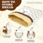 PUCHIS-2 Pack XL Cotton & Beeswax Bread Bags for Sourdough & Homemade Bread | Reusable Organic Storage, 17x13 in, Freezer-Safe Freshness
