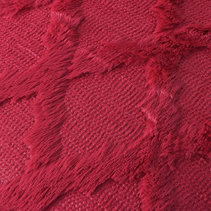 Set of 2 Soft Moroccan Throw Pillow Covers 16x16 Inch Plush Boho Decorative Pillow Cover Accent Cushion Case for Couch Sofa Bed, Burgundy