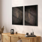 SIGNFORD Framed Canvas Print Wall Art Set Abstract Crane Silhouettes Vintage Dark Tones Illustration Modern Art Decorative Nordic Nature for Living Room, Bedroom, Office - 16"x24"x2 Black