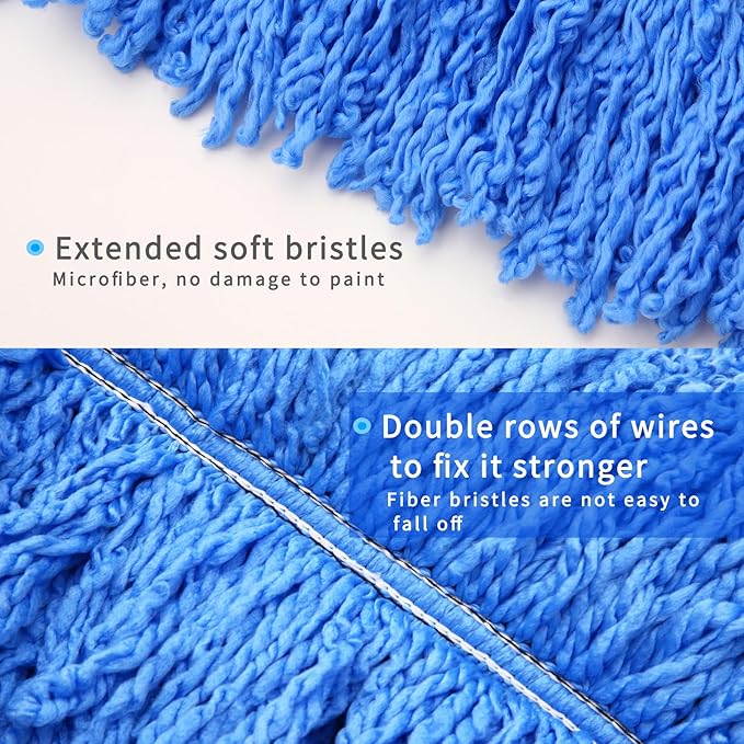 Expandable Car Exterior Duster for Cleaning, Microfiber Interior Scratch-Free Dust Cleaning Brush, Washable RV Cleaning Tool, Essential Car Wash Brush for Car Cleaning Kits. Blue 31 in.
