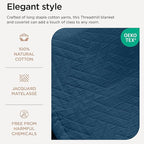 Threadmill Luxury Cotton Blankets for Twin Size Bed | All-Season 100% Cotton Twin Blanket for Bed | Criss Cross Jacquard Lightweight, Soft & Cozy Coverlet, 350GSM, 68x90 inches | Folkstone Blue