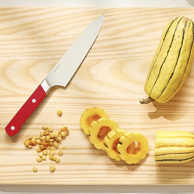 Misen 8" Chef Knife – High Carbon Japanese AUS-10 Stainless Steel – Hybrid German & Japanese Blade – Precision Kitchen Knife for Professionals & Home Cooks – Ultimate Cutting Performance - Red