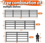 Storage Shelves Heavy Duty, 4 PCS 48" L x 18" W x 72" H Garage Wire Shelving Unit Loads 2800LBS, 5-tier Adjustable Metal Industrial Utility Shelf Rack for Kitchen, Laundry Room, Warehouse, Basement