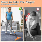 Carpet Rake for Pet Hair Removal - Reusable Pet Hair Remover, 60” Adjustable Long Handle Cat Dog Carpet Rake Scraper, Dog Hair Rake Brush for Rugs, Mats, Couch