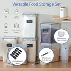 Chef's Path Large Airtight Food Storage Containers with Lids, Pack of 6, 3pcs 6.5L and 3pcs 5.2L, Kitchen and Pantry Canisters for Sugar, Flour, and Baking Supplies - Transparent