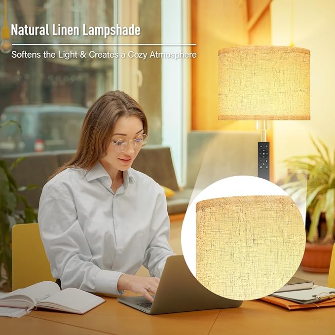 Floor Lamps for Living Room, Stepless Dimmable Floor Lamp with Remote, 2700K-6500K Colors Temperature & Brightness Adjustable,10W/1200LM Gold LED Floor Lamp, Modern Standing Lamp for Bedroom/Office