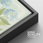 SIGNFORD Framed Canvas Print Wall Art Set Soft Hydrangea Pair Light Blue Florals with Green Leaves Illustration Modern Art Decorative Nordic Nature for Living Room, Bedroom, Office - 16"x24"x2 Black