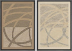 SIGNFORD Framed Canvas Print Wall Art Set Geometric Dot Patterns Earthy Beige and Brown Contrast Illustration Modern Art Decorative Nordic Nature for Living Room, Bedroom, Office - 24"x36"x2 Black