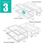 Sorbus 1 Medium & 2 Small Clear Stackable Storage Drawers – Plastic Organizer Bins with Handles – Stackable Pull-Out Storage Drawers for Closet, Pantry, Office, Bathroom, Craft, and Toy Organization