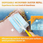 60 Count Electrostatic Duster Refills Compatible with Swiffer Duster,Multi-Surface Dusting Refills,Microfibre Dusters for Cleaning with 1Pcs Short Handle,Unscented