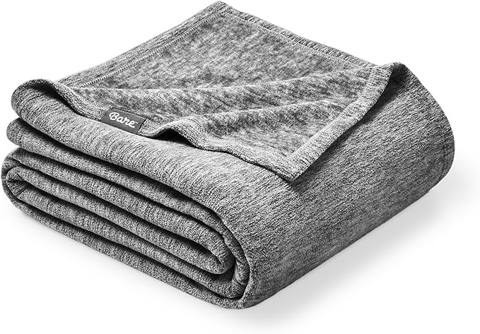 Bare Home Polar Fleece Blanket - Extra Long - Heathered Light Grey - Warm & Cozy - Premium Fleece - Throw for Bed, Camping and Travel - Lightweight (Twin/Twin XL, Heathered Light Grey)