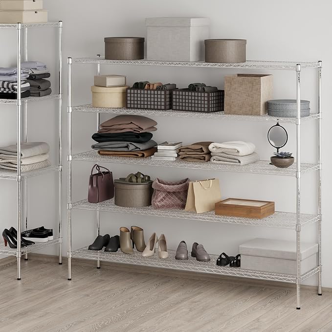 18" Deep x 72" Wide x 64" Height Wire Shelving Kit | 5-Tier | NSF Commercial Storage Rack Unit