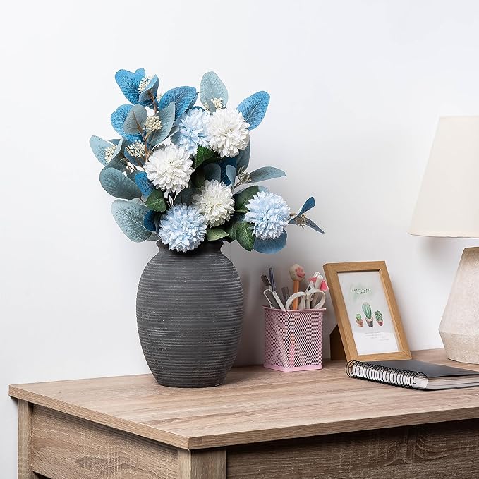 Ceramic Vase, Porcelain Flower Vases, 8 Inch Pottery Bud Vase, Terracotta Vase for Home Decor, Vintage Decorative Farmhouse Vase for Home Decor, Living Room, Shelf Decor, Farmhouse, Table, Lyeec