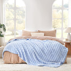 Cozy Bliss Soft King Size Waffle Blanket - Lightweight Cozy Blankets Gift for Women,Cute Checkered Throws Blanket for Bed, Couch and Sofa,Light Blue,108x90 Inches
