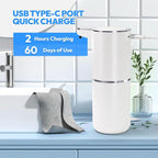 Automatic Foaming Soap Dispenser,Touchless Foam Soap Dispenser,12.8oz Rechargeabled Wall Mounted Smart for Bathroom and Kitchen Dish Soap,Easy for Toddlers(White)