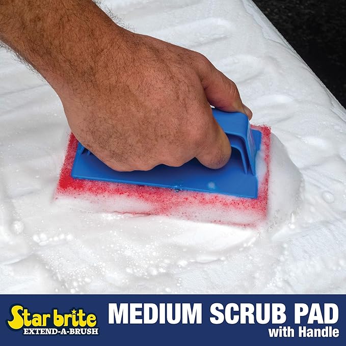 STAR BRITE Scrub Pad with Handle (Medium) (Red) (040130)