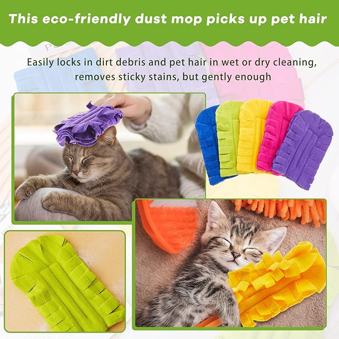 Zubebe 12 Pcs Duster Refill Reusable Fleece Duster Refills Feather Flat Dusters Multi Surface Washable Cleaning Pads Tools for Home, Blinds, Car, Pet, Furniture, Fans (Dark Color)