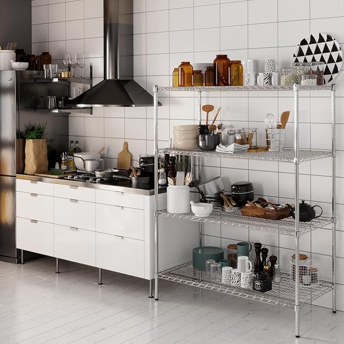 24" Deep x 48" Wide x 64" Height Wire Shelving Kit | 4-Tier | NSF Commercial Storage Rack Unit