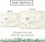 Winnie The Pooh Hundred Acre Wood Map - 8x10 Art Print (Unframed) | Neutral Nursery Decor | Kids Bedroom Wall Decor | A. A. Milne | Boys Room or Girls Room Artwork | Vintage Original Drawing