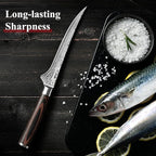Sunnecko Boning Knife with Pakkawood Handle,6 inch High Carbon German Stainless Steel Fillet Knife for Meat and Poultry