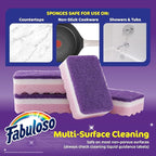 Fabuloso Sponges, Purple - Scratch-Free Scrubber for Dishes and Surfaces - Dishwashing Sponge for Bold and Bright Cleaning Experience, 4 Count - 2 Pack