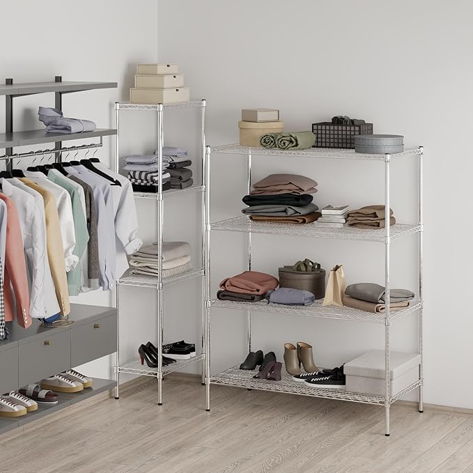 24" Deep x 48" Wide x 64" Height Wire Shelving Kit | 4-Tier | NSF Commercial Storage Rack Unit