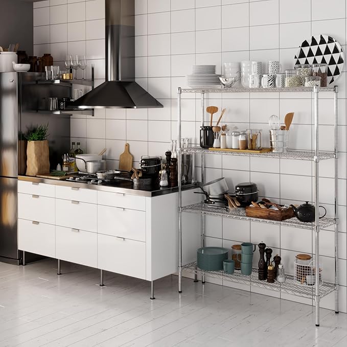 14" Deep x 48" Wide x 64" Height Wire Shelving Kit | 4-Tier | NSF Commercial Storage Rack Unit