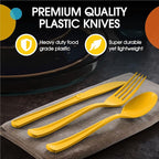 Party Solids Yellow Plastic Knives 200 Pcs Yellow Knives Disposable Utensils Heavy Duty Plastic Cutlery Set Disposable Cutlery Sets Flatware Sets Silverware Set Party Supplies & Party Tableware