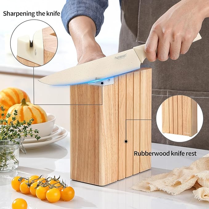 Premium Quality 8-Piece Knife Set with Block, Lightweight and Strong, ﻿ Ergonomic Handles for Home,Dishwasher Safe ﻿