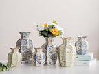 Blue and White Vase, Vintage Blue Ceramic Flower Vessel,Ceramic vases for Home Decor,Vintage Green and Beige for Console Table Mantle Chinoiserie Decor (Blue and White-02, Large)