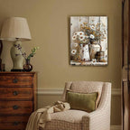 DUWQU 3 PCS Elegant Farmhouse Canvas Wall Art, Vintage Floral Pictures Art Wall Decor, Nature Themed Daisy Art Prints for Living Room Bedroom Kitchen and Office Ready to Hang 16×24 Inches