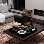 Clear Oversize Acrylic Serving Tray with Handles 24x24 Inch -Spill Proof- Decorative Trays Countertop Organizer for Ottoman,Nightstand, Sidetable, Butler (Glossy Black)