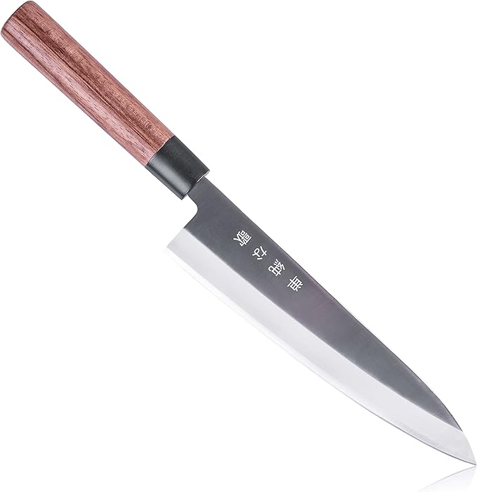Traditional Japanese Professional Gyuto Kitchen Chefs Knife – Premium 8-inch High Carbon Stainless Steel Gyuto Sushi Knife with High Corrosion Resistance in a Single Bevel Chisel Edge Grind