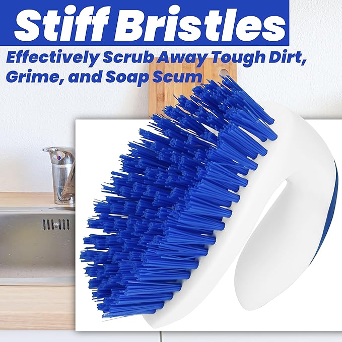 PHYEX 2 Pack Scrub Brushes, Cleaning Brush with Stiff Bristles, Handheld Scrubber for Bathroom, Shower, Tile, Carpet, Bathtub & Floor