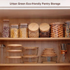 Urban Green Glass Food Container with Bamboo Lid, Airtight food storage Containers set, Glass Meal Prep Containers Set of 5, Dishwasher & Oven Safe