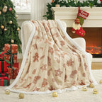 Cozy Bliss Luxury Sherpa Throw Blanket for Couch, Premium Reversible Thick Throw with Gingerbread & Candy Cane Design, Warm Cozy Soft Blanket for Home and Gifts (60 * 80)