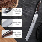 HOSHANHO Bread Knife 10 inch, Japanese High Carbon Stainless Steel Serrated Bread Knives, Professional Bread Cutting Knife for Homemade Bread