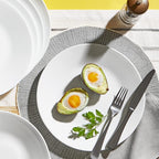 Corelle Vitrelle 4-Pieces 10.25" Glass Dinner Plates Chip & Crack Resistant Glass Dinnerware Set Plates, Winter Frost White